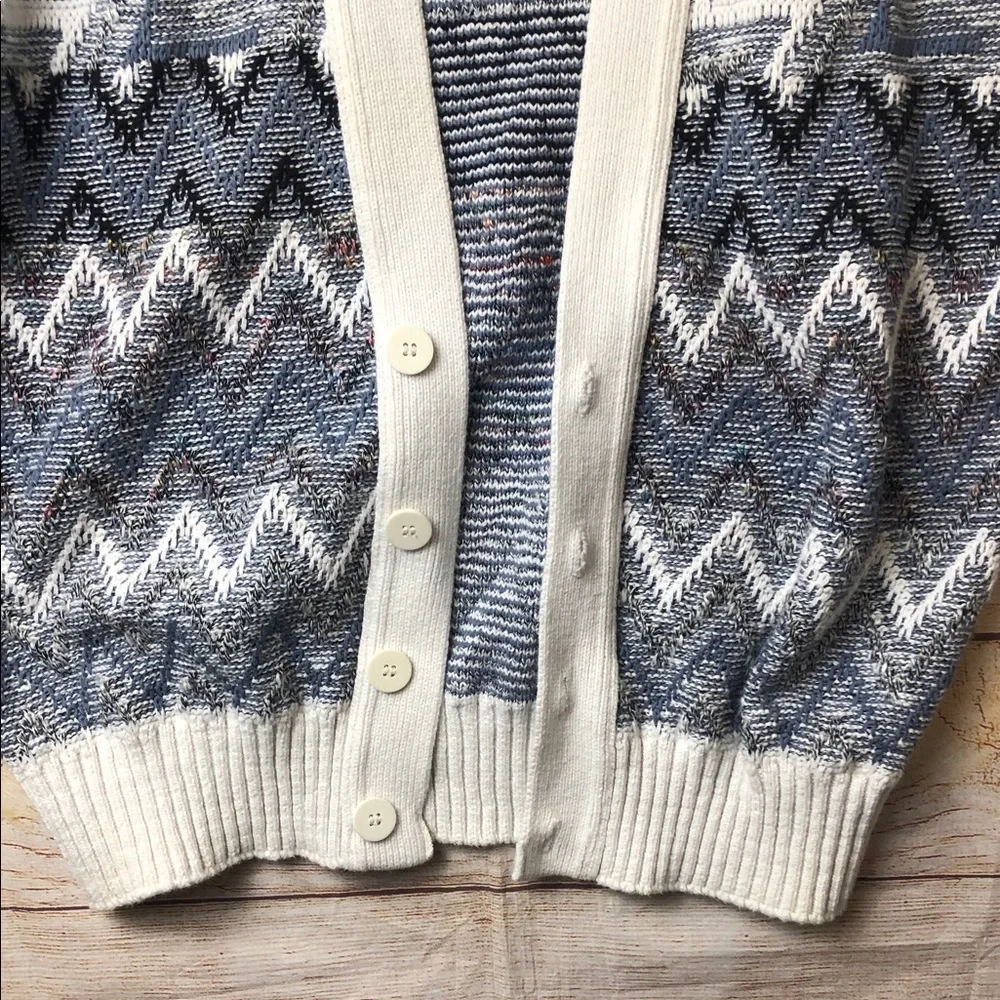 London Fog Zigzag Patterned Cardigan‎ in Blue and White 🩵